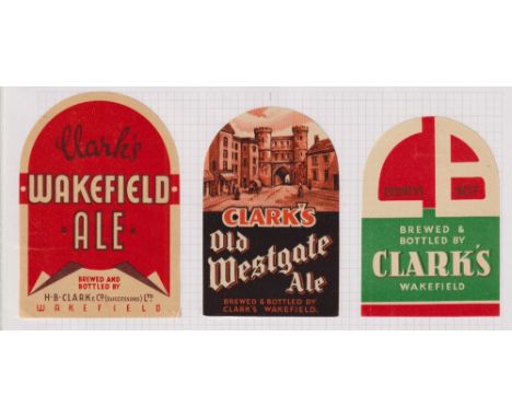 Beer labels, a mixed age selection of 21 labels, H B Clark &amp; Co (Successors) Ltd, Wakefield (3), Richard Clarke &amp; Co 