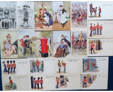 Postcards, Military, a selection of approx. 35 comic cards in sets and part sets inc. Gale &amp; Polden published military sk