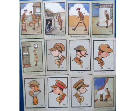 Postcards, Military, a set of 12 comic military cards published by Gale &amp; Polden nos. 1902-1913, showing life in the Army