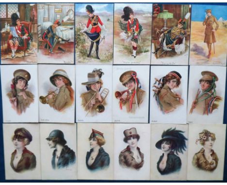 Postcards, Military, a good selection of approx. 39 Women at Work/glamour cards in sets and part sets inc. set of 6 'Croix de
