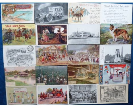 Postcards, Advertising, a UK and foreign product advertising collection of approx. 61 cards, inc. 3 Billiard players in milit
