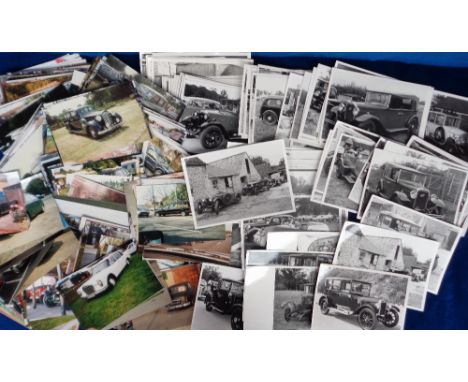 Transportation, photographs, approx. 85 b/w 1980s images of vintage cars (most 6 1/2 x 4 3/4") together with approx. 200 colo