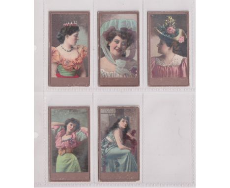Cigarette cards, USA, Drummond Tobacco Co, Beauties CHOAB, ref H21, 5 different cards, picture nos 5, 9, 14, 17 &amp; 24 (fro