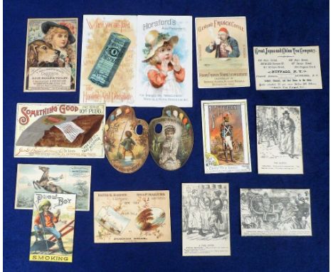 Cigarette &amp; trade cards, USA, 14 early advertising cards inc. Jas Butler Tobacco Co, Horsford's Acid Phosphate, D.S. Brow