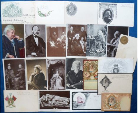 Postcards, Royalty, a good selection of approx. 22 cards of Queen Victoria, inc. 2 intermediate size chromos for her Diamond 