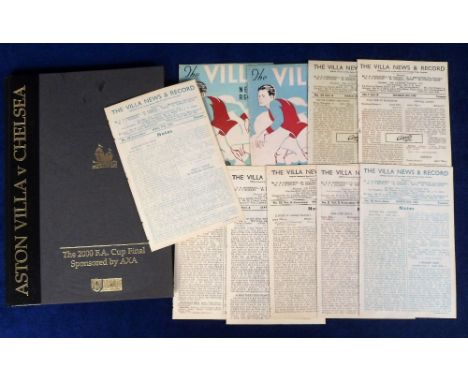 Football programmes, Aston Villa selection, 1943/44 to 1948/9, 10 home programmes, all ex-binder, 43/4 Coventry, WBA, 44/5 WB