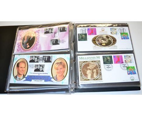 GB - Large Plastic Box with 10 Volumes. Mainly First Day Covers but some better including 1968 illustrated but written Bridge