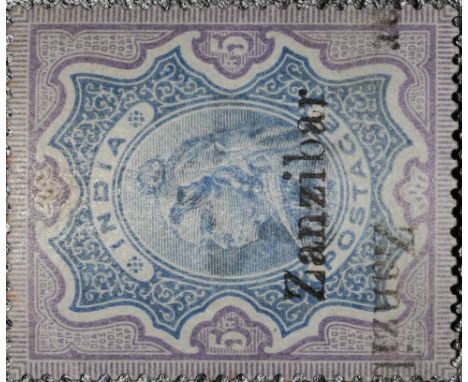 Zanzibar 1895 5 Rupee overprint on India with double overprint, one inverted variety, with 1947 RPS certificate. Mint with a 