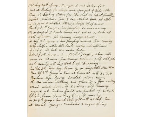 NO RESERVE Surrey Farmer.- Brockhamhurst Farm, Brockham, Betchworth, nr. Dorking.- [Reid (?Andrew, farmer)] Diary, autograph 