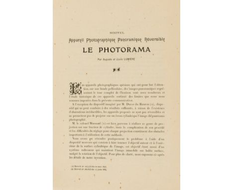 Photography.- Lumière (Auguste &amp; Louis) Le Photorama: Nouvel Appareil Photographique Panoramique Réversible, first editio