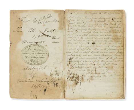Lascelles (Francis Edward) Commonplace book, manuscript, 79pp., a few ff. excised, charming engraved label of bookseller Jame