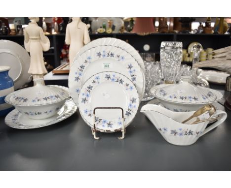 A part Aynsley 'Silver Garland' pattern fine bone china dinner service, decorated with foliage on a ice white ground, approx 