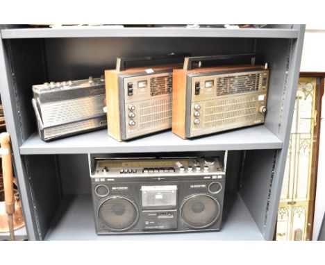 A pair of vintage Selena 'LW-MW-5' radios, having teak wood surround, makers mark for the USSR, L34cm, sold together with a G