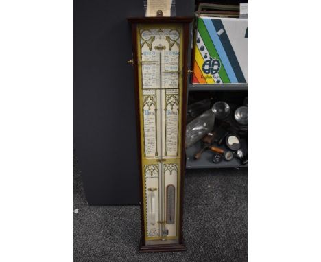 A mid-century Fitzroy barometer in mahogany case, having atmosphere and temperature gauge, model n657, H100cm