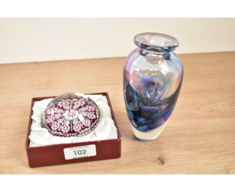 A perthshire Millefiori glass paperweight with box and certificate of authenticity, No. 122/250, w7.5cm, sold together with a