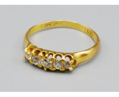 An 18ct Gold Five Stone Diamond Ring, 2.6 grams, ring size M 