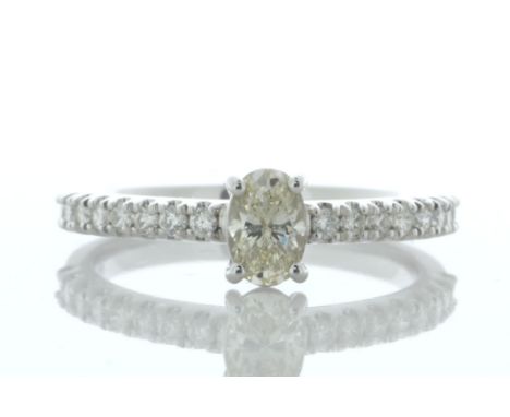 18ct White Gold Single Stone Oval Cut Diamond Ring (0.42) 0.67 Carats - Valued By IDI £7,870.00 - A stunning oval diamond is 