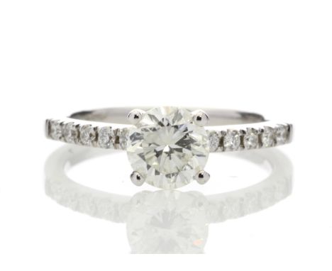 18ct White Gold Single Stone Diamond Ring With Stone Set Shoulders (1.07) 1.25 Carats - Valued By IDI £37,050.00 - One stunni