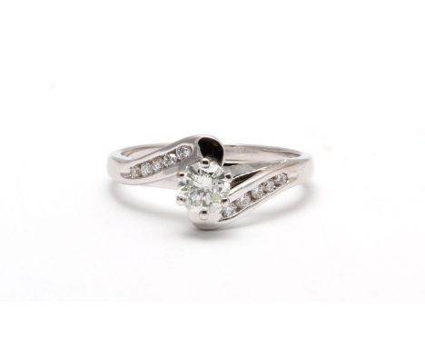 18ct White Gold Single Stone Fancy Set Diamond Ring (0.51) 0.65 Carats - Valued By AGI £8,415.00 - One sparkling round brilli