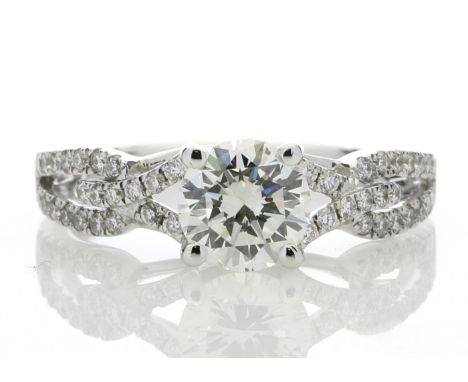 18ct White Gold Single Stone Claw Set With Stone Set Shoulders Diamond Ring (1.03) 1.32 Carats - Valued By IDI £34,120.00 - O