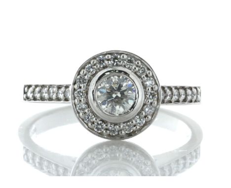 18ct White Gold Single Stone With Halo Setting Ring (0.26) 0.54 Carats - Valued By GIE £7,985.00 - One round brilliant cut di