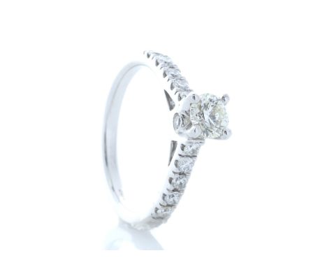 18ct White Gold Single Stone Prong Set With Stone Set Shoulders Diamond Ring (0.51) 0.91 Carats - Valued By IDI £6,750.00 - O