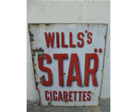 A Wills's 'Star' Cigarettes rectangular enamel sign, 24 x 30". 