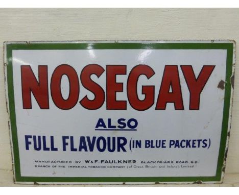 A Nosegay rectangular enamel sign of unusual design 'Full Flavour' (in blue packets) by Faulkner, 30 x 20".