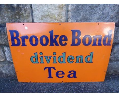 A Brooke Bond dividend Tea rectangular enamel sign, with two minor retouched spots, otherwise excellent, 30 x 20".