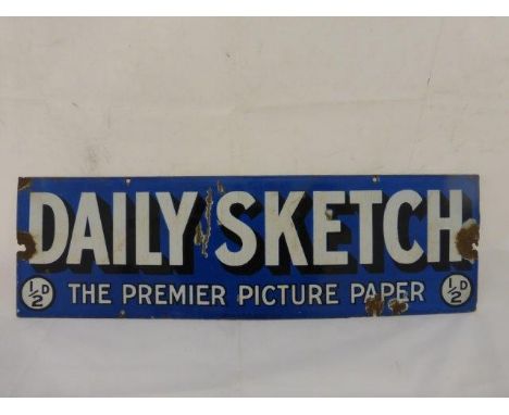 A rare Daily Sketch - 'The Premier Picture Paper 1/2d' rectangular enamel sign, 20 x 6".