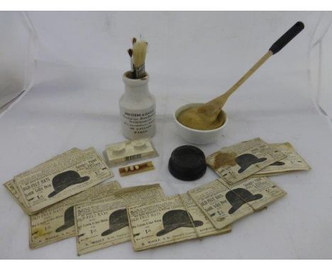 Yesterday's World Museum - a selection of Savage's Patent felt hat reviver envelopes and several museum props. 