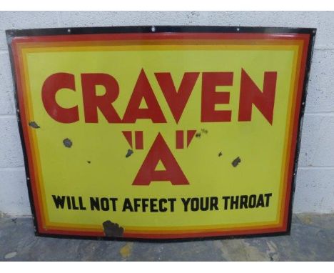 A large Craven 'A' 'Will not affect your throat' rectangular enamel sign, 40 x 30 1/2".