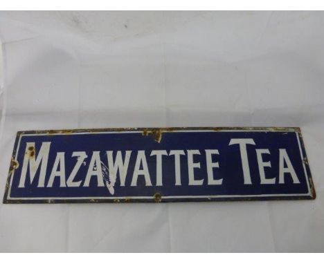 An early Mazawattee Tea enamel sign, 24 x 6".
