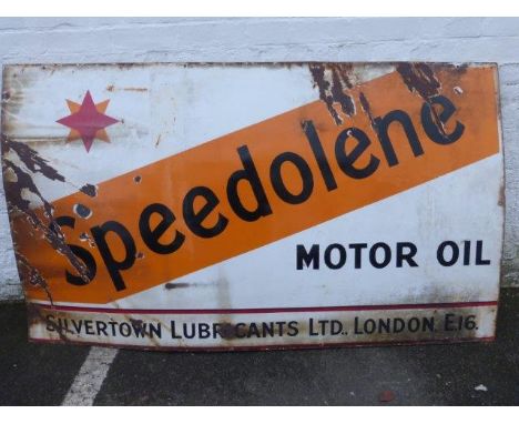 A large Speedolene Motor Oil rectangular enamel sign, 72 x 42".