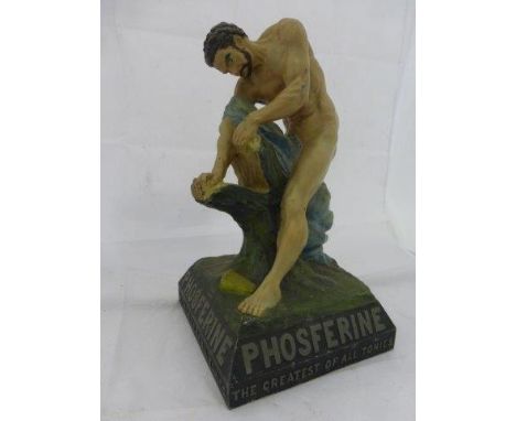 Yesterday's World Pharmacy - a Phosferine 'The Greatest of all Tonics' counter top/window advertising display figure of a mus