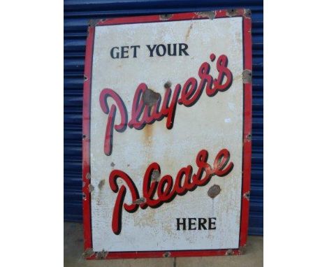 A Player's Please rectangular enamel sign, 24 x 36".
