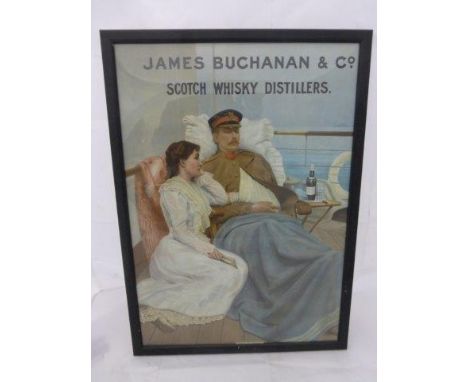 A James Buchanan & Co. Scotch Whisky Distillers pictorial showcard depicting a soldier with a lady by his side, circa pre WWI