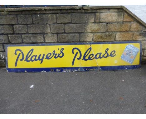 A Player's Please 'It's the Tobacco that counts' part pictorial enamel sign, with slight retouching and crease, 96 x 20".