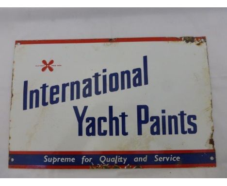 A small International Yacht Paints rectangular enamel sign by W.C. Rayment & Co. Ltd. London, 17 x 11".