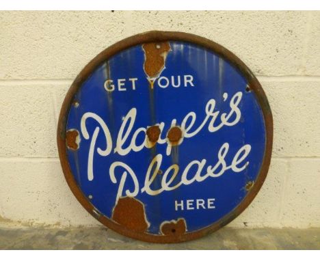 A Player's Please circular enamel sign, 23" diameter.