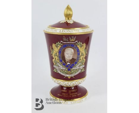 Large limited Edition Spode Winston Churchill commemorative vase and cover, commissioned by Thomas Goode &amp; Sons, limited 