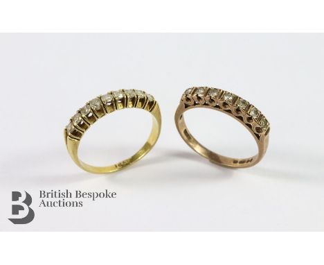 18ct yellow gold nine-stone diamond ring, set with 31.5 pts of dias, size L+, approx 2.39 gms and a 9ct&nbsp;yellow gold seve