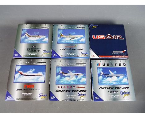 Gemini Jets - Six boxed diecast 1:400 scale model aircraft by Gemini Jets, in various liveries. Lot includes Boeing 767-300 '