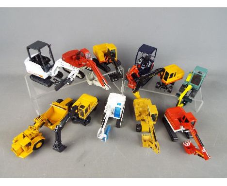 Conrad, Joal, NZG, Others - 11 unboxed diecast construction vehicles in various scales. Lot includes NZG #247 Eder R835 Excav
