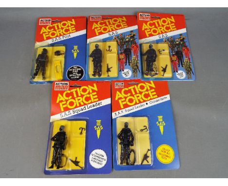 Palitoy, Action Force, Action Man - Five carded Action Force 'SAS' figures by Palitoy including: SAS Squad Leader 9x2); SAS (