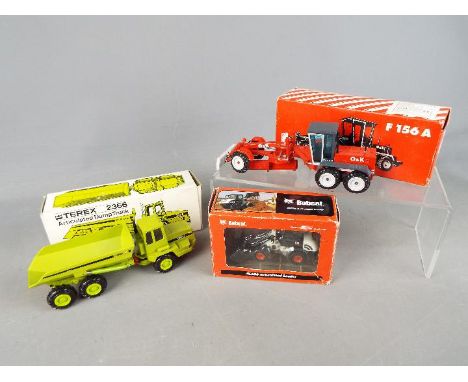 BYMO, Conrad, NZG - Three boxed 1:50 scale diecast construction vehicles. Lot consists of NZG ##332 O&amp;K F156A Grader; BYM