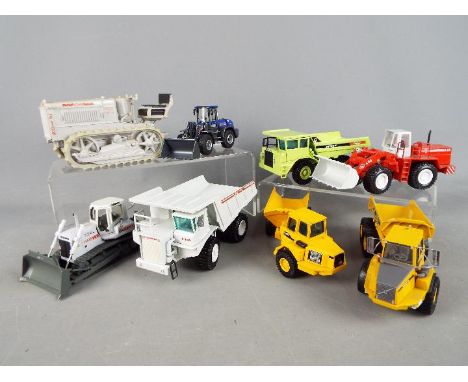 Gama, NZG, Norscot, Conrad, Others - An unboxed group of eight diecast construction vehicles in various scales. Lot consists 