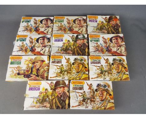 Matchbox - A battalion of 12 boxes of Matchbox 1:32 scale plastic soldiers. Lot includes P6005 8th Army; P6004 Afrika Korps; 