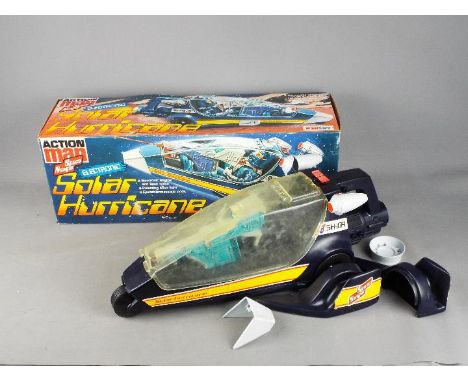 Palitoy, Action Man - A boxed vintage Palitoy Action Man Space Ranger Electronic Solar Hurricane. The model has some play wea