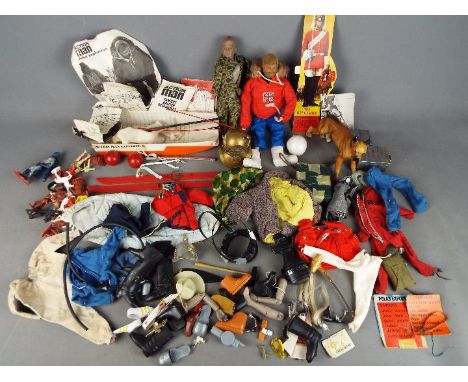 Palitoy, Hasbro - An unboxed Palitoy Action Man together with a good collection of part uniforms and Action Man accessories, 
